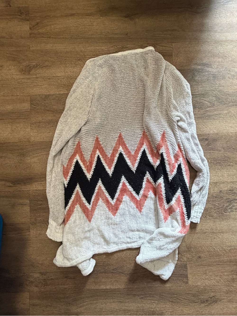 American Rag Open-Front Chevron Cardigan - Cream, Pink & Black